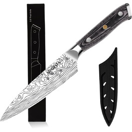 MOSFiATA ніж кухарський Сантоку, професійний ніж для кухні, універсальний ніж з нержавіючої сталі, дуже гостре лезо, з подарунковою коробкою, 7' (4 дюйми) ніж для фруктів