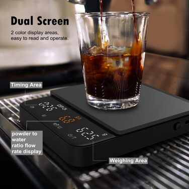 Ваги для кави NUTRI FIT Mini з таймером, USB-C, LED-дисплеєм, 2 кг/0,1 г, чорний