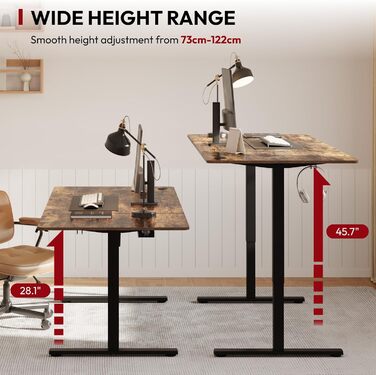 SANODESK Регульований за висотою стіл 180x80 см - ергономічний стіл для стоячи/сидячи з функцією пам'яті для дому/офісу, коричневий, комп'ютерний стіл, Standing Desk