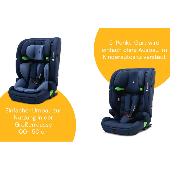 Дитяче автокрісло Osann Flux Isofix, i-Size від 76 до 150 см, зростаюче дитяче автокрісло Isofix - сірий меланж (I-Size Navy Melange)