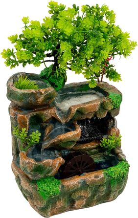 Кімнатний фонтан-водоспад з LED підсвічуванням | Декоративний фонтан для дому та офісу (18x15x30 см)