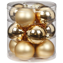 Різдвяні кулі скляні 8 см 12 шт. ялинкові дрібнички Колір парча золотисто-матовий блиск