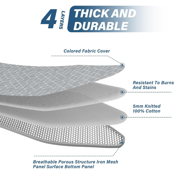 Прасувальна дошка STANEW XXL 120 x 45 см – розкладна та регульована по висоті, з системою безпечного закривання, підставкою для праски та неслизькими ніжками