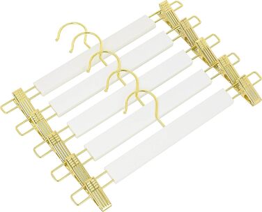20 дерев'яних вішалок для одягу Amber Home 36 см: штани, шорти, спідниці, шкарпетки, білизна. Міцні, з антиковзними кліпсами та поворотним гачком