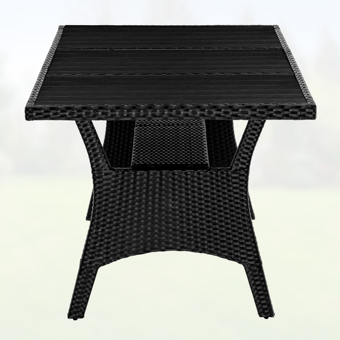 Стіл садовий з поліротанга Takeo Black 190x90x75см WPC