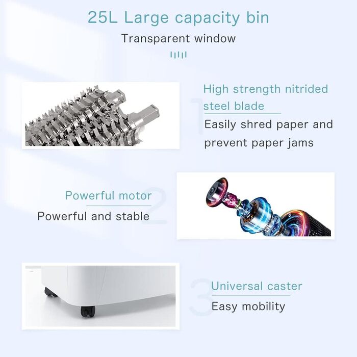 Шредер для паперу iOCHOW з автоматичним подаванням: знищення 150 аркушів, мікроріз, рівень безпеки P-4, тихий професійний шредер, час роботи 30 хвилин, з висувним контейнером 25 л