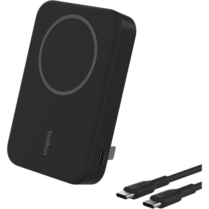 Бездротовий павербанк Belkin BoostCharge Pro 10 000 мАг, MagSafe, підставка, для iPhone 16/15, Чорний