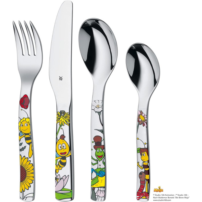 Набір дитячого столового прибору WMF Biene Maja (4 шт.), нержавіюча сталь, для дітей від 3 років, Cromargan, придатний для миття в посудомийній машині