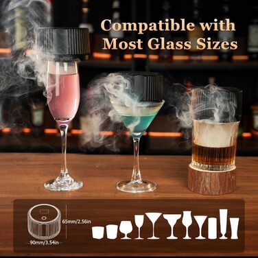 Електричний набір для копчення коктейлів з 4 режимами підсвічування, перезаряджуваний набір для диму з віскі, 6 дерев'яних стружок, без бутану, подарунок на Різдво/День народження для чоловіків, батьків, чоловіків FY01
