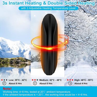 Електричний грієчка USB, Powerbank 5200mAh, портативний кишеньковий грієчка, багаторазовий, для жінок та чоловіків, Raynaud, Outdoor, кемпінг, полювання, катання на лижах, чорний та білий (чорний та сірий)