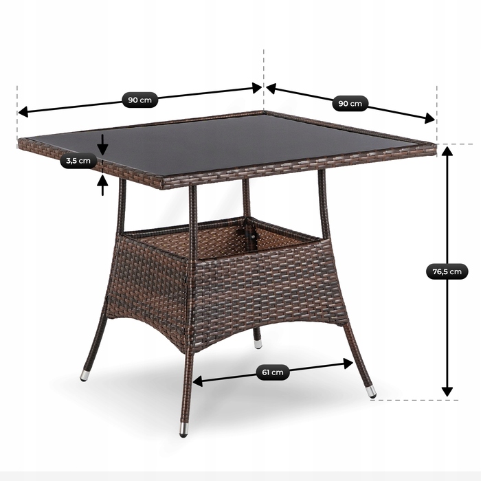 Комплект садових меблів із техноротанга MEBEL ELITE, коричневий, 5 предметів