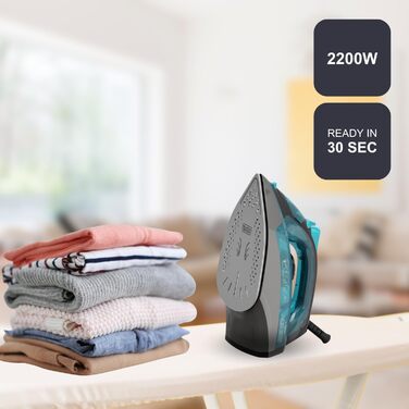 Праска BLACK+DECKER BXIR2605E з парою, 2600 Вт, нержавіюча підошва, антинакип, самоочищення, видаляє віруси та бактерії