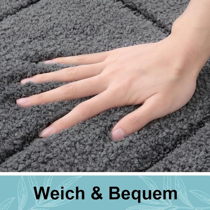 Набір килимків для ванної кімнати Homaxy з мікрофібри, 2 шт., нековзні, миючі, м'які, водопоглинаючі, для ванної кімнати - 40x60 см + 60x90 см, темно-сірий