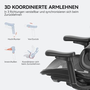 Офісне крісло SIHOO Doro C300 з 3D-підлокітниками 70х70х125 см чорне
