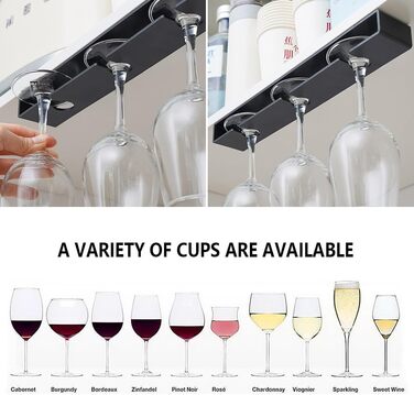 Тримач для келихів DESONAUT під полицю шафи, пластиковий, для сушки, 4 шт. (Чорний)