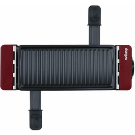 Wëasy Raclette Duo 2-в-1: гриль та фондю, червоний, антипригарне покриття, для 4 осіб, з дерев'яними шпателями та формами для сиру