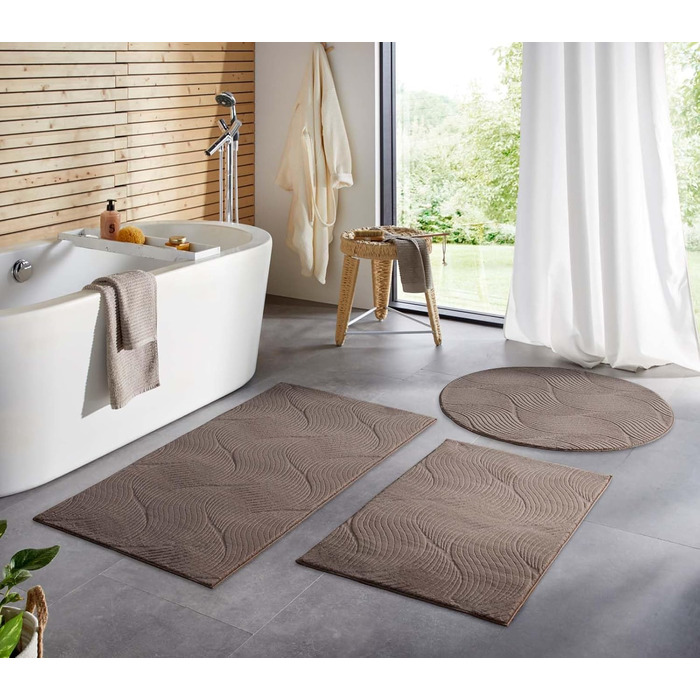 Килимок для ванної кімнати Taracarpet з антиковзаючим покриттям, зелений з листям, 80x150 см