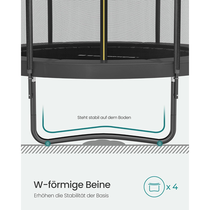 Батут SONGMICS для дітей вуличний Ø305 см з захисною сіткою та драбиною, чорний