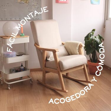 Крісло-гойдалка HOME DESIGN & CONFORT Paris з подушкою, масивне букове дерево (сірий/натуральний)