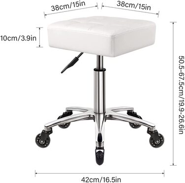 Міцний стілець на коліщатках wkwker з гідравлічним поворотним шарніром регульований стілець на коліщатках ергономічний стілець з товстої шкіри стілець для малювання стілець для кухні, лабораторії, офісу, салону, стілець для повідомлень-білий