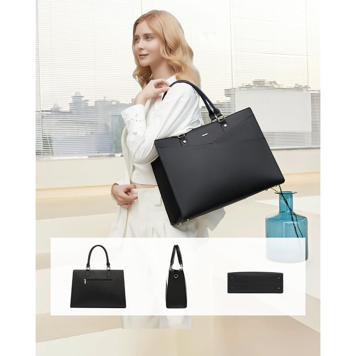 Сумка для ноутбука 17 дюймів LOVEVOOK: жіноча сумка-шоппер, робоча/шкільна сумка, велика сумочка на плече, чорна