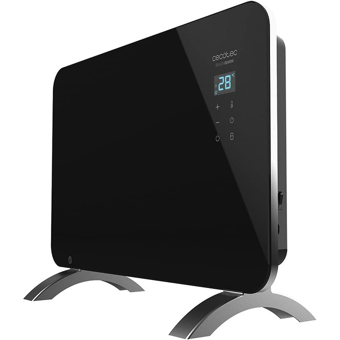 Конвектор Cecotec Ready Warm 6750 Crystal Connection з скляною панеллю. 2000 Вт, WiFi, термостат, таймер, підставка, для ванної кімнати (IP24), тихий, білий (чорний, 1000 Вт)