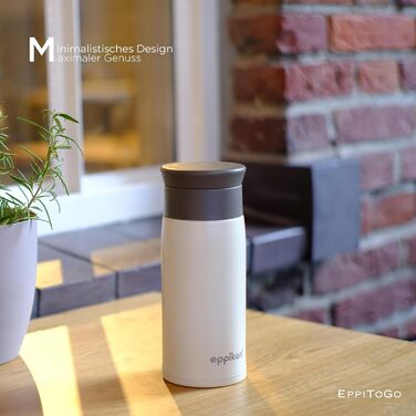 Термокружка EPPICAN EppiToGo з нержавіючої сталі, 350 мл, чорний матовий - для кави з собою, витривала, з герметичним клапаном