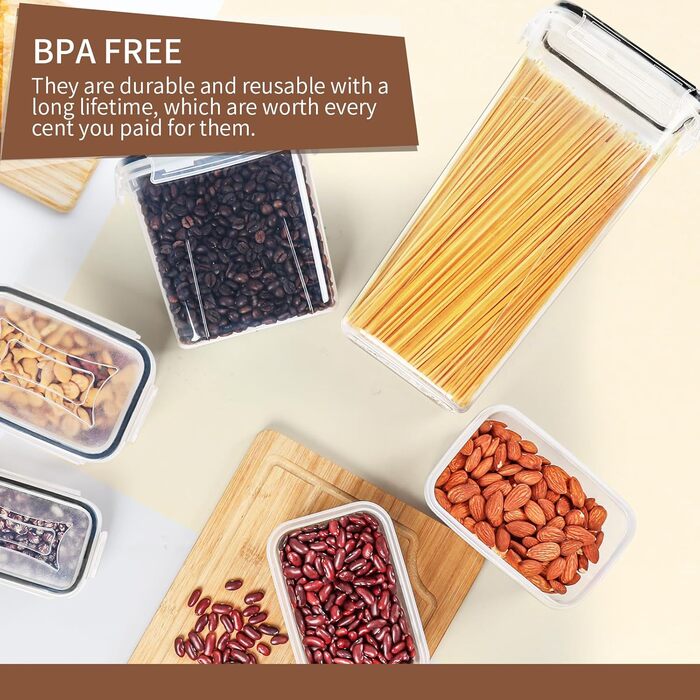 Набір контейнерів Skroam 36 шт. для зберігання продуктів - BPA-free, з кришкою, для круп, цукру, макаронів та інших продуктів