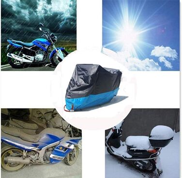 Чохол для мопеда Manfa, водонепроникний чохол для мотоцикла, всесезонні Чохли для мотоциклів Ohuhu з замком, XXL чорно-сріблястий (чорно-синій)