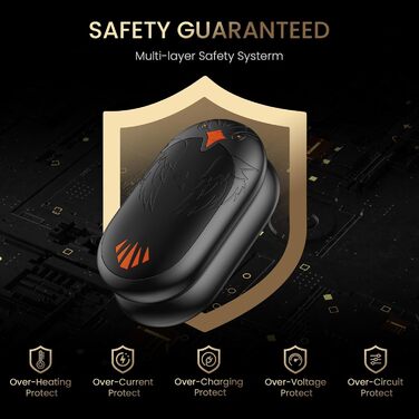 Електричні грілки для рук 2 шт. з підзарядкою USB, портативні кишенькові грілки 2-в-1 з 3 режимами нагріву, до 24 годин тепла, багаторазові, для активного відпочинку взимку (чорний, магнітні)