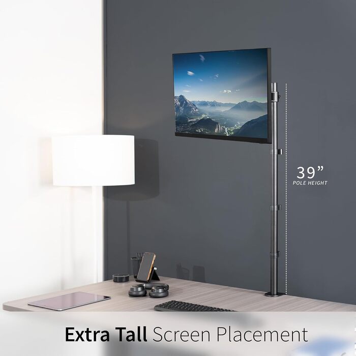 Тримач для монітора VIVO Stand-V011, 39 дюймів, регульований, настільний, з VESA кріпленням, чорний