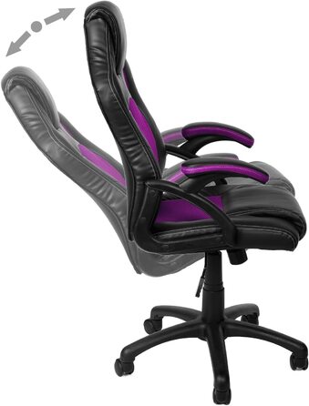 Ігровий крісло Panorama24 для геймерів та офісу, ергономічний, 9 кольорів, підйомний механізм, до 150 кг, сертифікат TÜV (Ліловий)