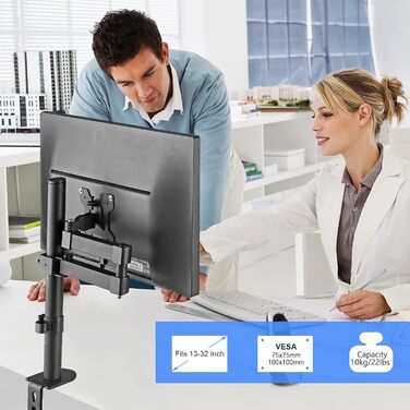 Кріплення для монітора Bracwiser - тримач для LCD/LED моніторів 13-32 дюймів, до 10 кг, регульована висота, VESA 75x75/100x100, чорний
