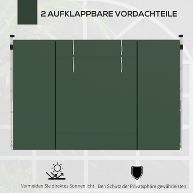 Outsunny Комплект з 2 бічних панелей для альтанки 3x3/3x6 м, бічна стінка з вікном та застібкою на липучці, водонепроникні бічні панелі з тканини Oxford, як вітрозахисний екран та екран конфіденційності для вечірнього намету, зелений | Аосом