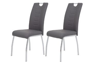 Стілець для їдальні Andrea, штучна шкіра, хромоване коліщатко, сірий (2 шт., 100x43x64 см)
