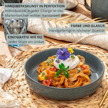 Набір кавових чашок SÄNGER 6 шт. з порцеляни, 400 мл, для 6 осіб, сумісні з мийною машиною та мікрохвильовою піччю, коричневий колір, VALUE COLLECTION (Kairo Ocean, Pastaschalen 6 tlg.)