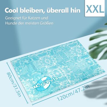 Охолоджуючий килимок для собак і кішок, самоохолоджуючий, нетоксичний гель, XL 100x60 см (XXL 120x80 см)