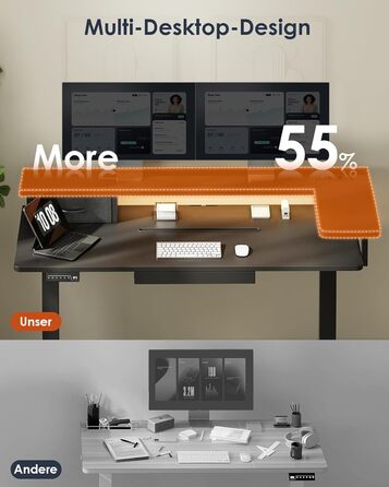 Регульований стіл OffiGo 140x60 см з L-подкоркой, USB-роз'ємом та висувною шухлядою. Чорний колір.