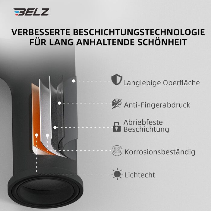 Змішувач для ванної кімнати BELZ, одноручний, для умивальника, хром (Black), водозберігаючий, енергозберігаючий, висота виливу 78 мм
