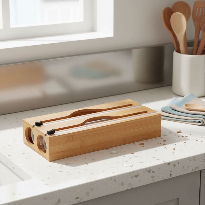 Диспенсер для харчової плівки Relaxdays з бамбука