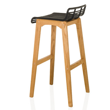 Барний стілець LONSO W з дуба та чорного пластику hjh OFFICE