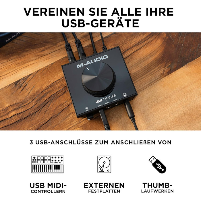 M-Audio Air 192|6 USB аудіоінтерфейс для запису: 2 XLR/Line входи, програмне забезпечення AIR Hub (Чорний)