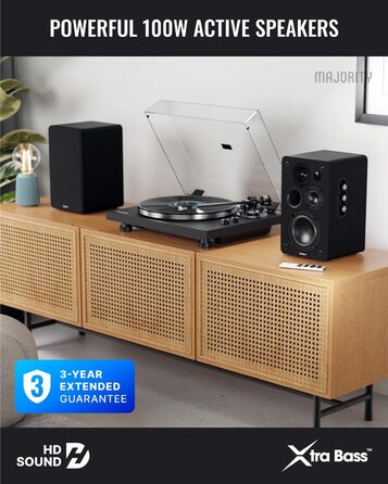 Активні Bluetooth-колонки Majority D100X 100W, вуглецеві драйвери, HDMI ARC, RCA, Optical, Phono, AUX, чорні