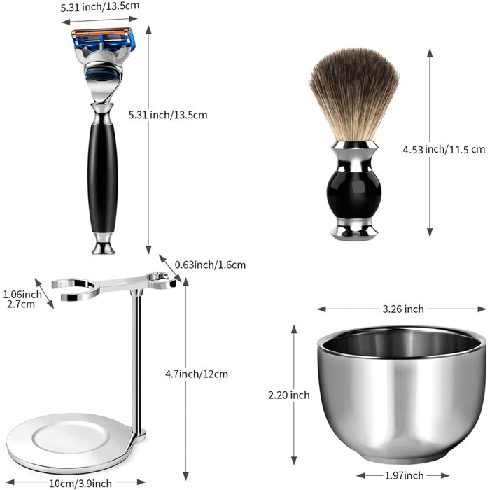 Набір для гоління GRUTTI 4в1 для чоловіків, вкл. підставку, щітку, стаканчик, ручку (лезо не входить до комплекту)