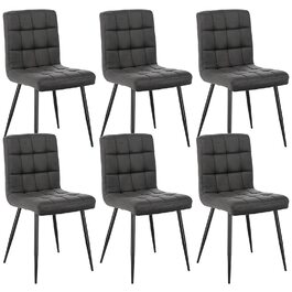Набір з 6 обідніх стільців Lestarain - м'який стілець з велюру, металеві ніжки, сірий (40x40x86 см)