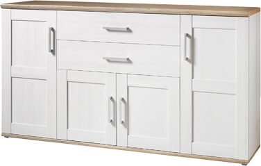 Тумба-консоль Stella Trading ROMANCE в стилі кантрі, матеріал: осика, колір: горіх/дуб Сан Ремо, 186 x 100 x 46 см. Велика тумба для вітальні з великим об'ємом зберігання.