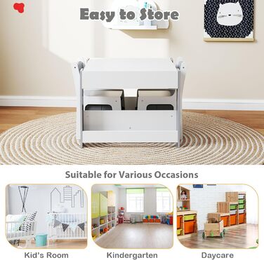 Дитячий стіл LIFEZEAL 3 в 1 з 2 стільцями: стіл для малювання, активностей та обідній стіл. Дитяча меблева група з дерева з місцем для зберігання (сірий)