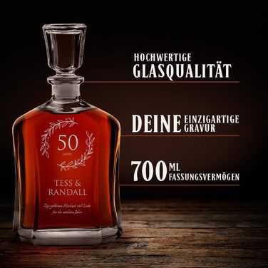 Мавертон Віскі Карафа + Набір склянок (2/4/6) з гравіюванням - 700 мл - Ідеальний подарунок на весілля