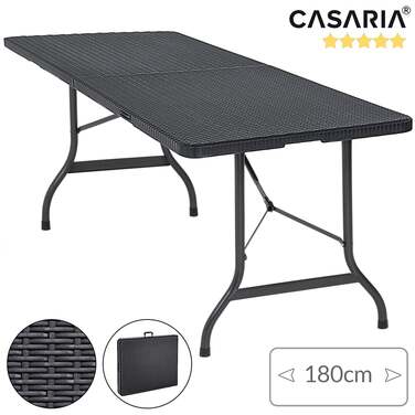Садовий стіл чорний ротанг вигляд 180x75x73см складаний