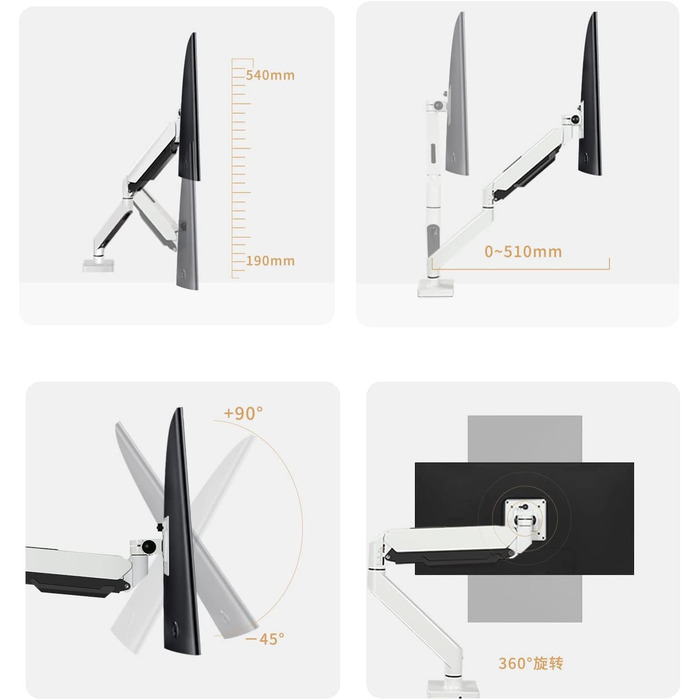 Тримач для монітора Hillport M7P: 17-43 дюйми, VESA 75/100 мм, до 13.5 кг